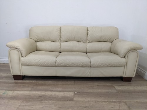 Sofa seater cream leather - sofa, 3