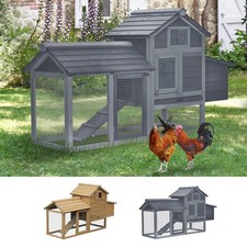 Small Chicken Coop Hen Cage Nesting Box w/ Outdoor Run 150.5x54x87 cm