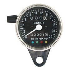 Motorcycle Storehouse LED Mini Speedo 2:1 Kmh Chrome With Black Face Plate
