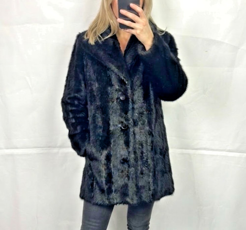 Zara black faux fur coat - black,
