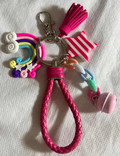 Pink rainbow keyring new gift - pink,