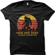 Sasquatch Bigfoot Hide and Seek world champion black with red t-shirt 9032
