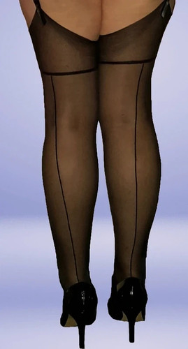 Vintage denier black - 10, seamed