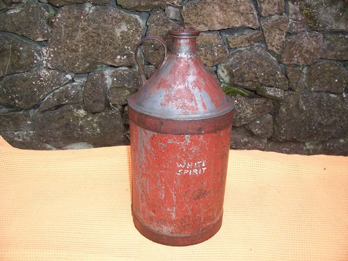 Vintage red oil fuel can - oil,