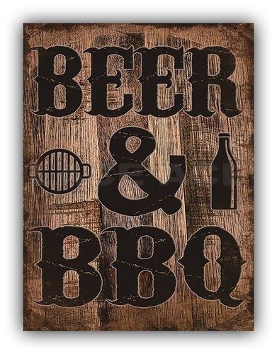 Beer bbq metal garage sign - metal,