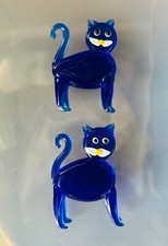 Blue Glass Cat Vintage