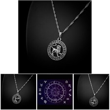 Unisex Silver Colour 12 Constellation Zodiac Charms Pendant Necklace Gift UK