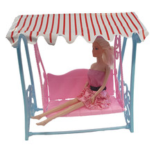 Plastic Pink & Blue Garden Swing for 11"-12" Princess Dolls Dollhouse Furniture