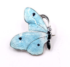 Vintage Sterling Silver Enamel Butterfly Brooch Pin