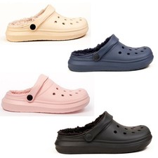 LADIES WOMENS CLOGS FUR LINED