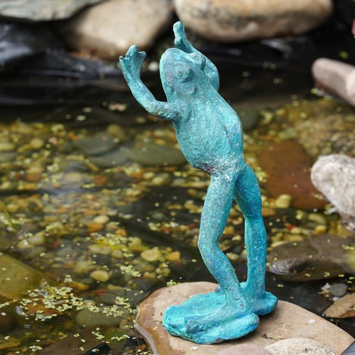 Cast iron leaping frog garden - cast,