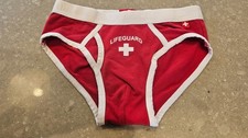 ANDREW CHRISTIAN LIFEGUARD COTTON POLYESTER HIP BRIEFS RED NWOT M