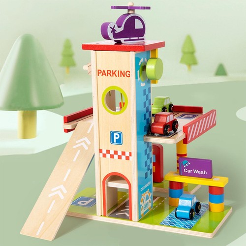 Wooden parking garage - parking, playset