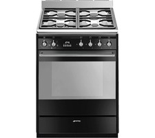 Smeg Cooker Black Concert SUK61MBL9  60cm Dual Fuel Gas Hob A Graded (CH-2030)