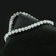 15Ct Round Cut VVS1/D Diamond Tennis Bracelet 14k White Gold Over Silver 7" Inch