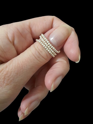 Beaded stretch thin silver - thin,