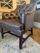 Ex Display George Smith Georgian Desk chair, brown leather button back rrp £6500