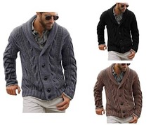 Mens Cable Knit Cardigan