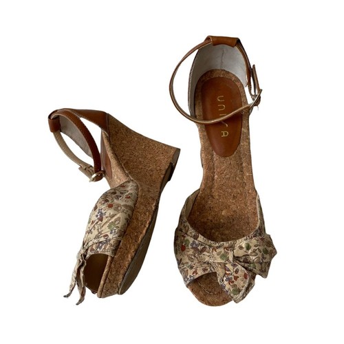 Unisa wedge floral cork peep - cork,