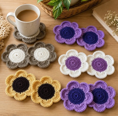 Handmade crochet coasters - coasters., set