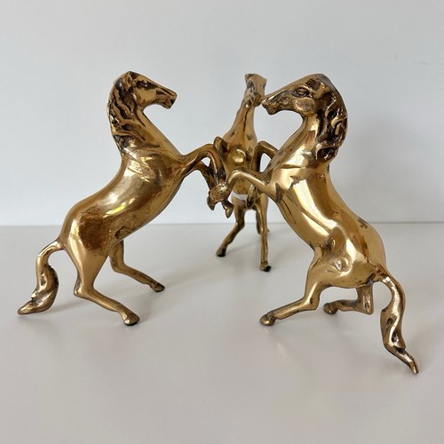 Vintage brass rearing - vintage, horse