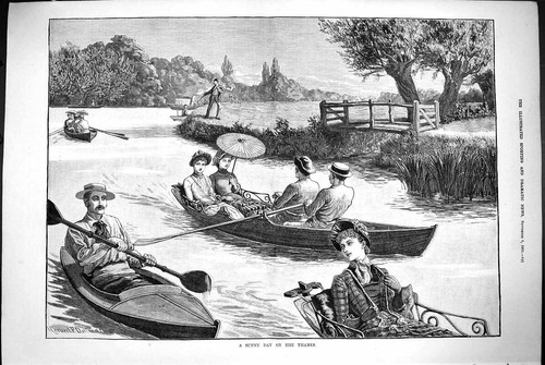 Antique old print 1883 - 1883, sunny