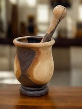 Rustic Wooden Mortar & Pestle