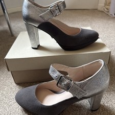 Clarks Kendra Gaby Dark Grey  Woman Leather /Suede Heels Shoes UK Size 6 D New 