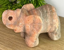 Large 379g | 98mm Natural Orange & Grey Calcite Crystal Carved Elephant Gemstone