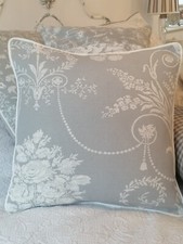 Laura Ashley Josette STEEL  Fabric Cushion Cover (Piped)16"