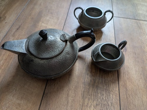 Pewter teapot sugar - pewter, bowl,
