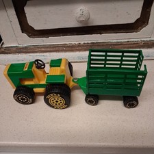 VINTAGE TONKA GREEN YELLOW TRACTOR & TRAILOR 55320 1990's