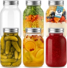 Glass Mason Jars with Lids 1L