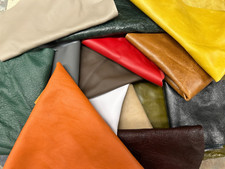 REAL LEATHER REMNANTS  mixed lot craft patches  various sizes and colours