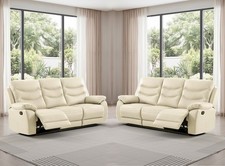 CREAM Italian Leather 3 Seater