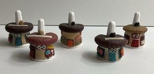 Hand Crafted Ceramic “Miniature Shops” Bell Set, Ornaments, Gift Home Decor VGC