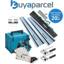 Makita DSP600ZJ 36v Twin 18v Brushless Plunge Cut Saw 2x1.5m Guide Rails + Clamp