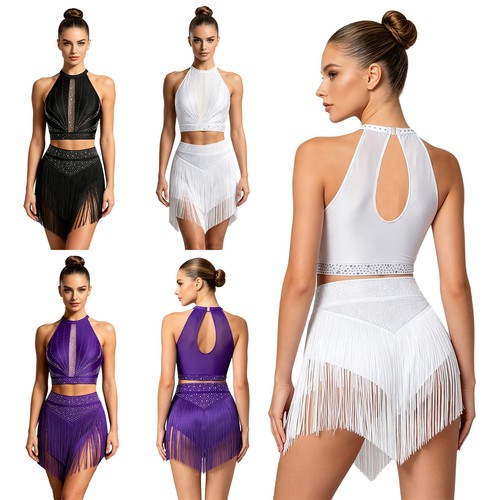 Women fringe halter crop - halter,