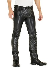 Men's Black Quilted Leather