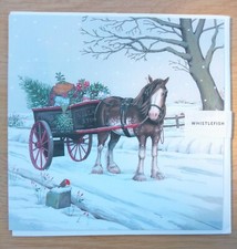Whistlefish Heavy Horse and Cart Christmas Card Robin Tree Snow Cornwall T037