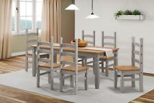 Corona Dining Table and 6 Chairs 6'0" Pine Set Grey Wax by Mercers Furniture®