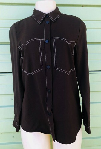 New zara chocolate shirt lapel - chocolate,