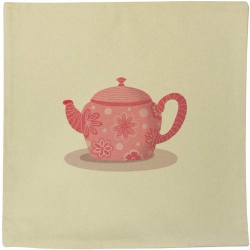 Funky teapot canvas cushion - 'funky,