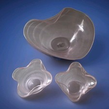 Villeroy & Boch 3 Crystal Swirl Art Glass Bowls Blush Pink 