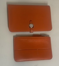 Genuine Hermes Dogon GM Togo J stamp (2006) Orange long wallet 0758HERMES