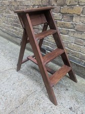 (6)VINTAGE 3 TREAD LIBRARY STEPLADDER - SHELLAC SEALED & WAXED
