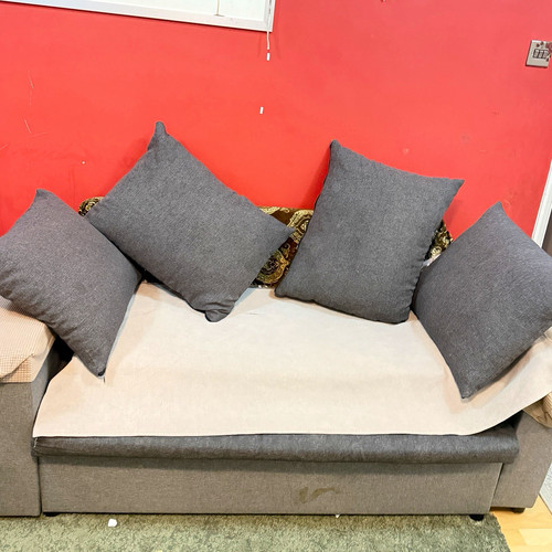 Grey woven fabric seater - grey, 4-seater