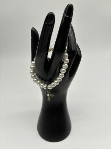 Faux pearl stretch bracelet - stretch,