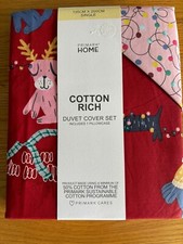 SALE! PRIMARK Cute Animal  XMAS DUVET COVER Single SIZE RED & Pink