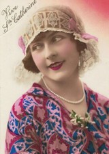 PA2250  ROARING TWENTIES FLAPPER LACE CAP HEAVY COLORED DRESS SEC. QUALITY